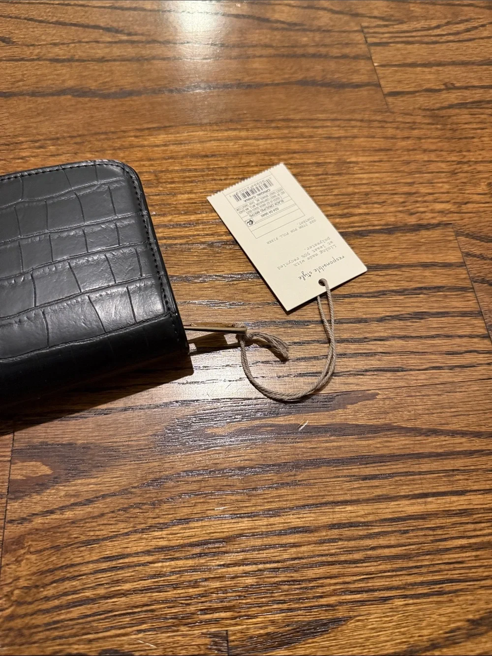 a new day Black Croc-Embossed Zip-Around Wallet